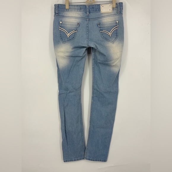 Vintage Low Rise Dolce&Gabbana Y2K Light Blue Acid Faded Skinny Jeans 28 - Picture 2 of 3